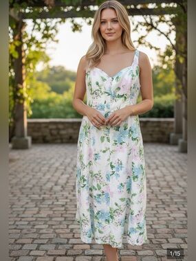 Old Navy XL Floral Midi Sundress in Pastel Pink and Blue